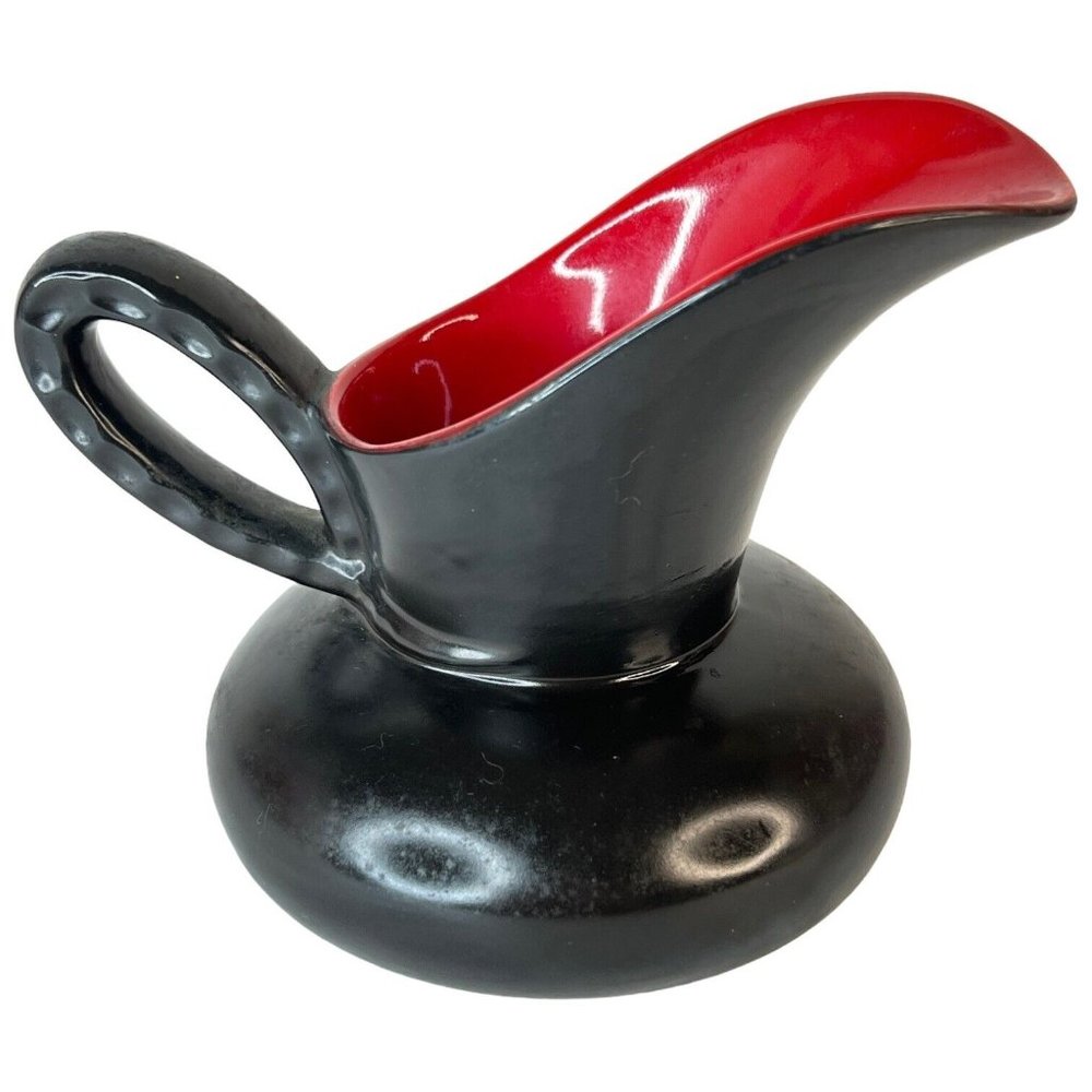 Crown Devon Creamer Black And Red Ceramic Made In‎ England Small Pitcher